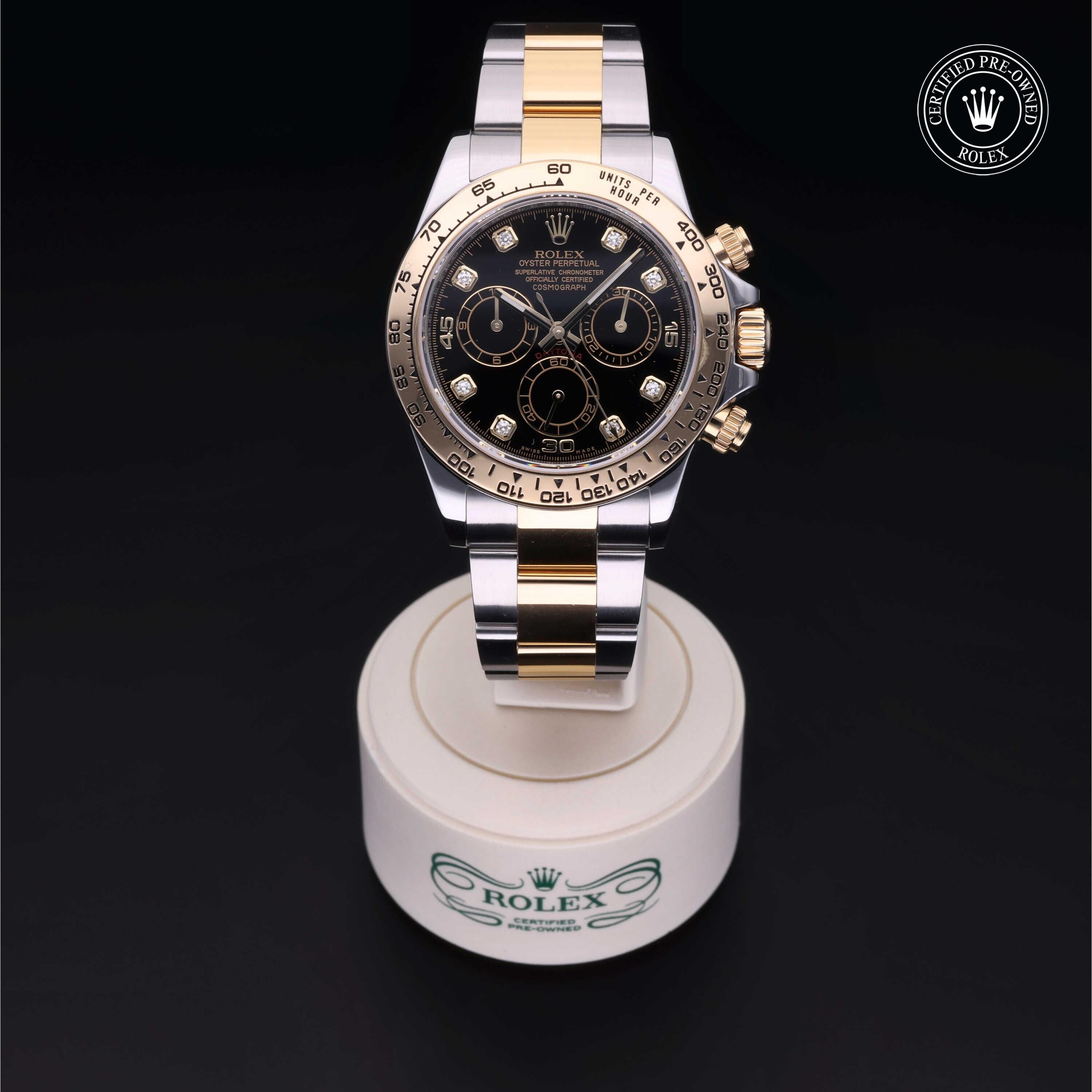 Rolex Certified Pre-owned Daytona M116503-0008 front on black background