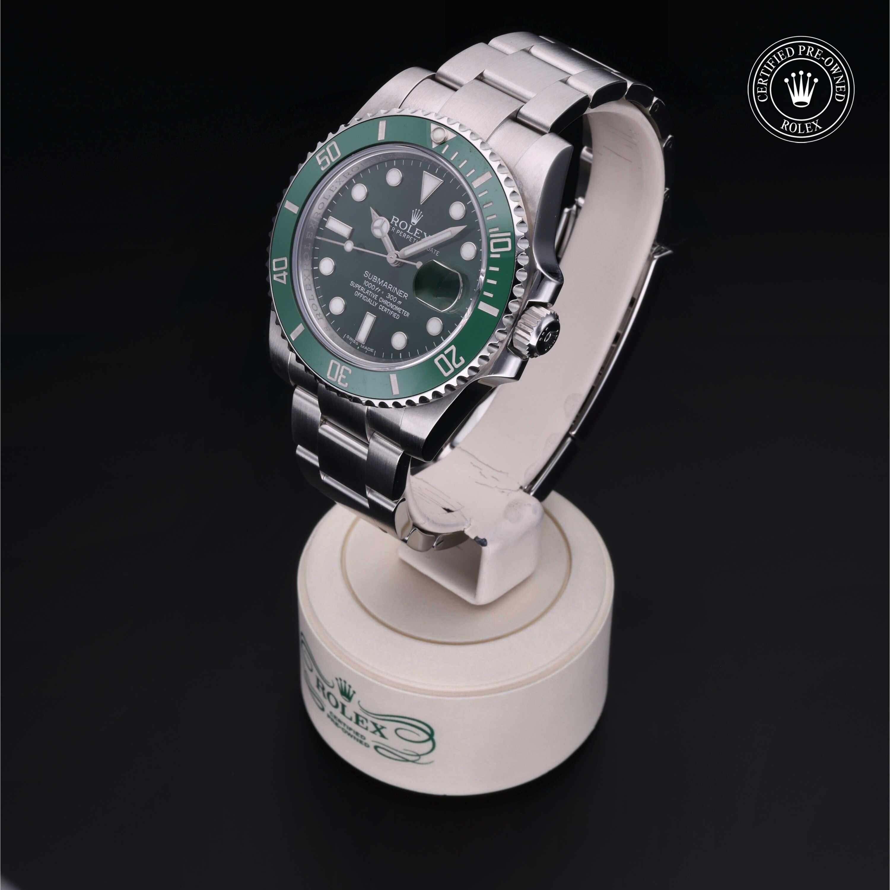 Rolex CPO Submariner M116610LV front on white background