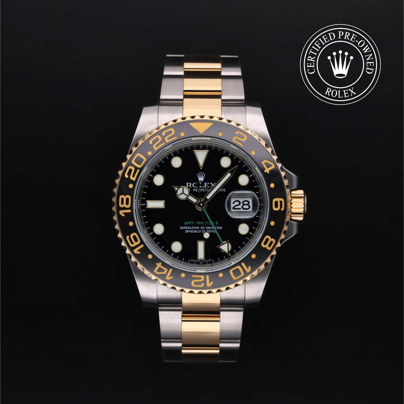 Rolex CPO GMT M116713LN front on white background