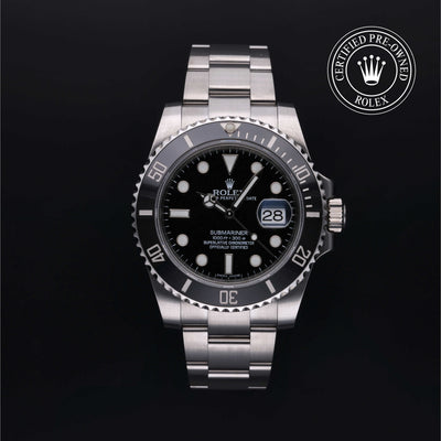 Rolex Certified Pre-owned Submariner M116610LN-0001 front on black background
