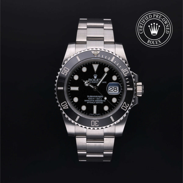 Rolex Certified Pre-owned Submariner M116610LN-0001 front on black background