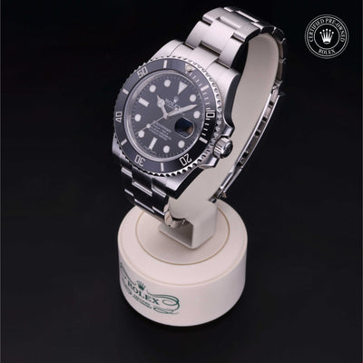 Rolex Certified Pre-owned Submariner M116610LN-0001 front on black background
