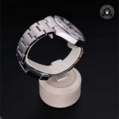 Rolex Certified Pre-owned Explorer M216570-0001 front on black background