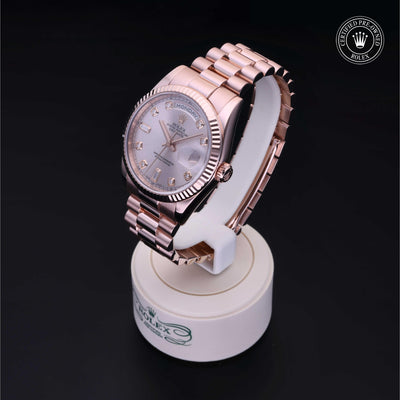 Rolex Certified Pre-owned Day-date M118235F-0029 front on black background