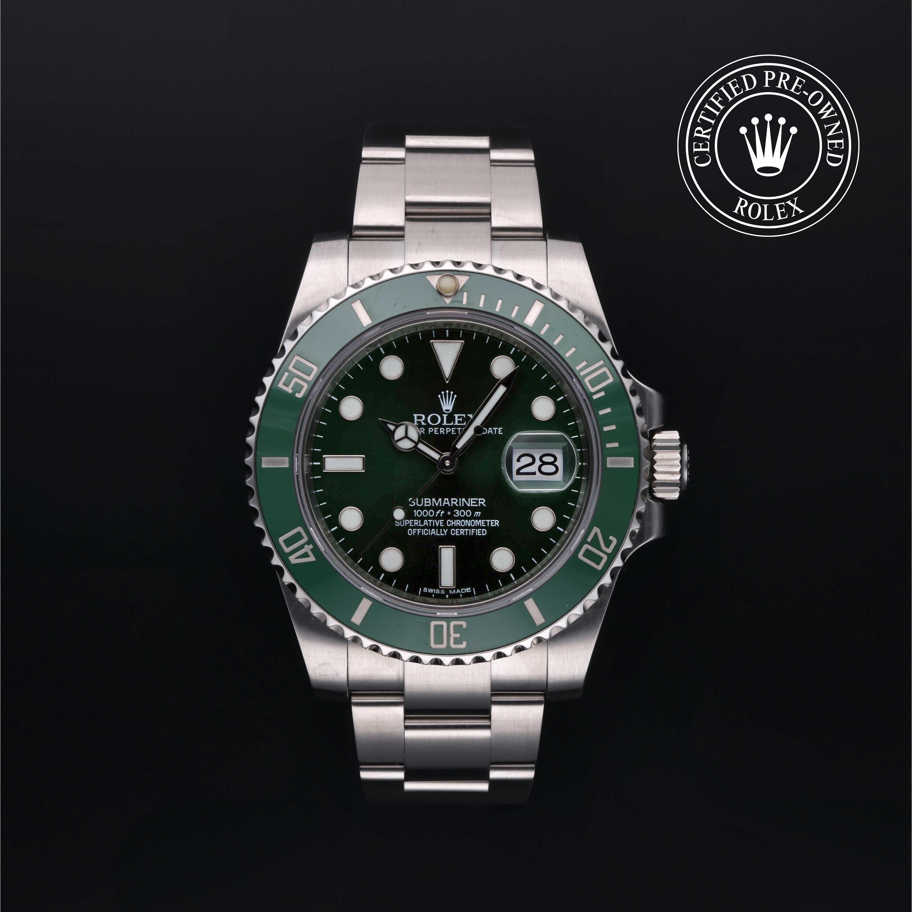 Rolex CPO Submariner M116610LV front on white background