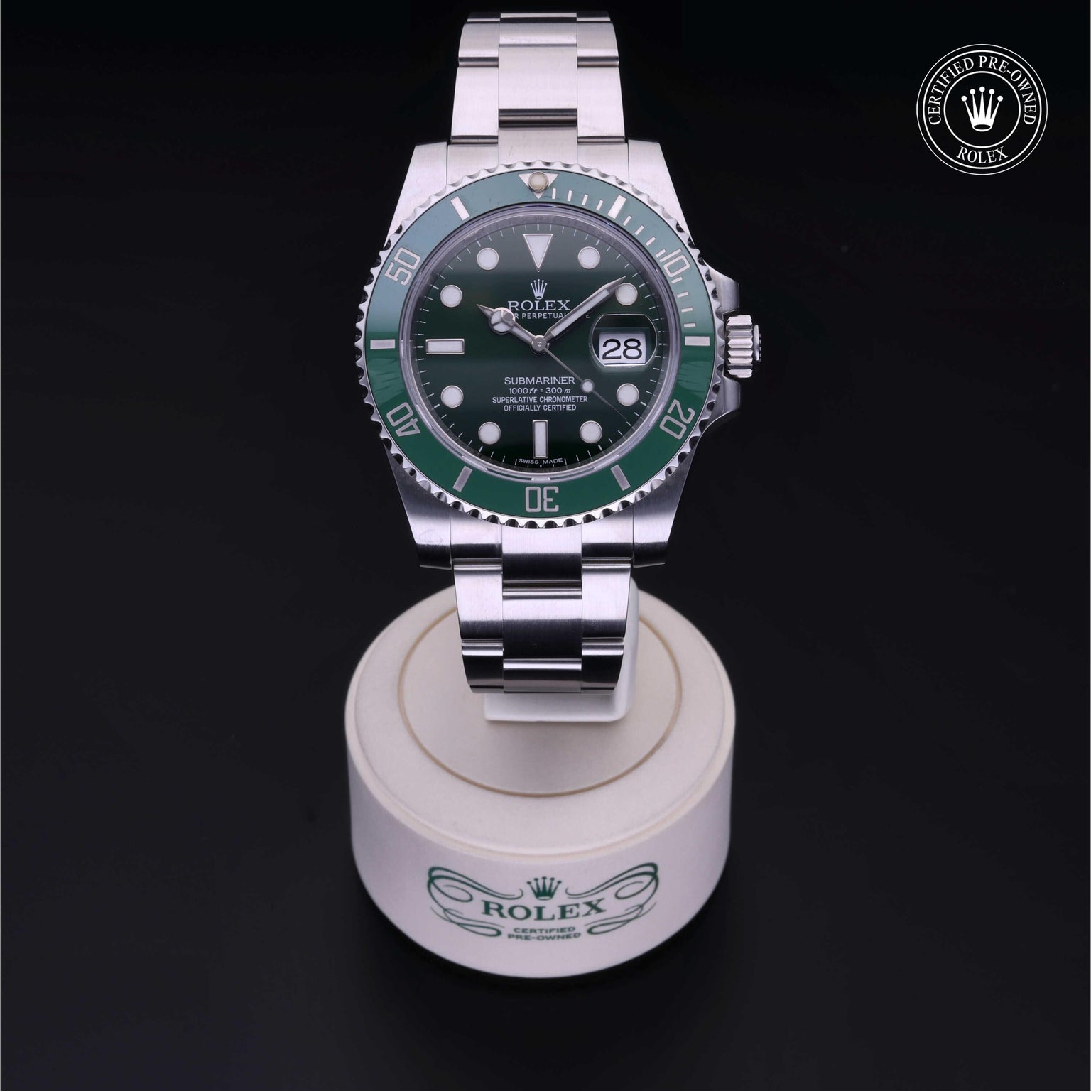 Rolex CPO Submariner M116610LV front on white background