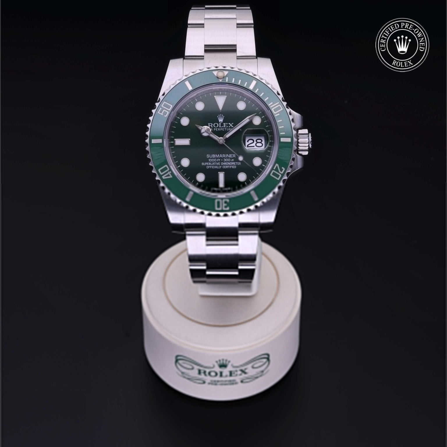 Rolex CPO Submariner M116610LV front on white background
