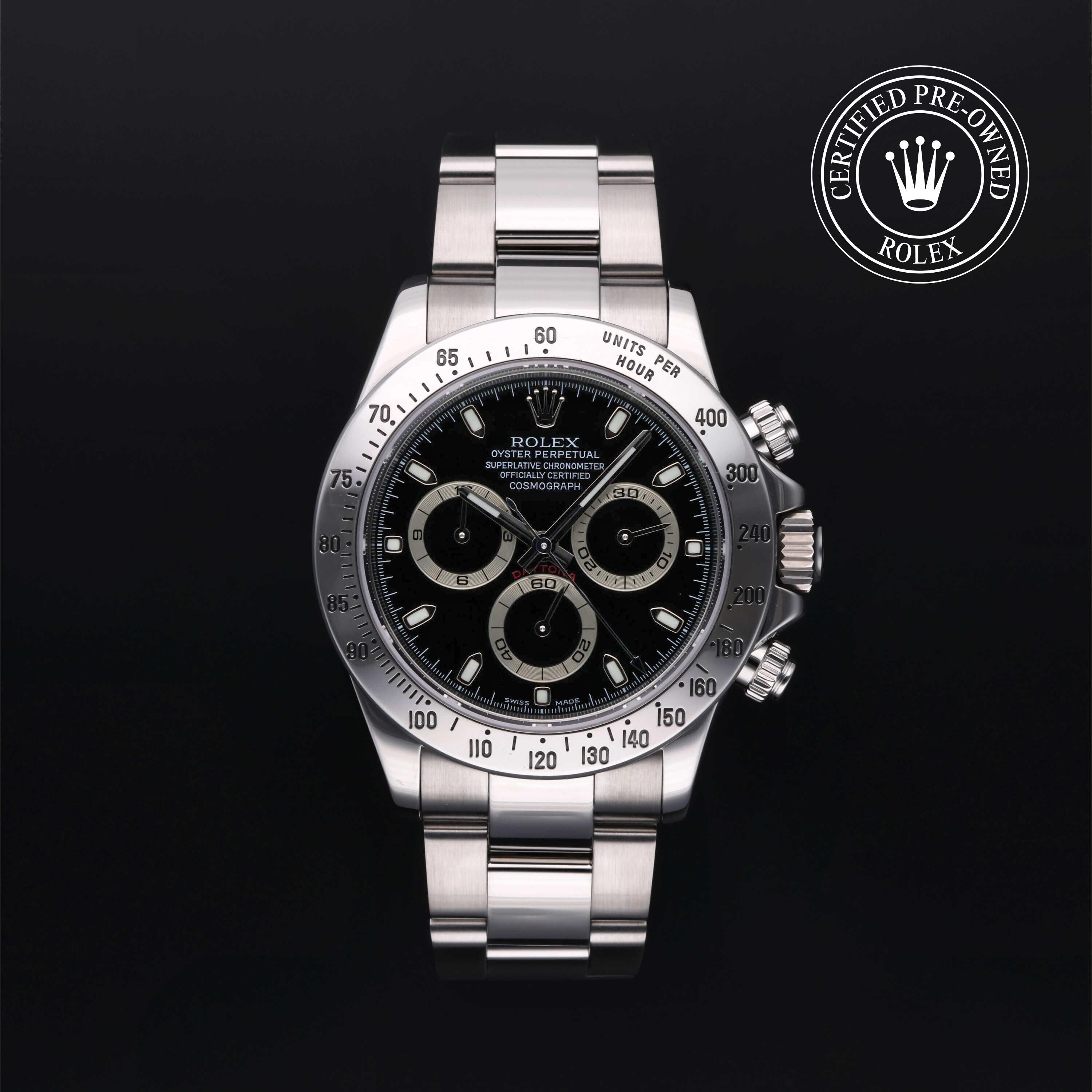 Rolex CPO Daytona M116520 front on white background