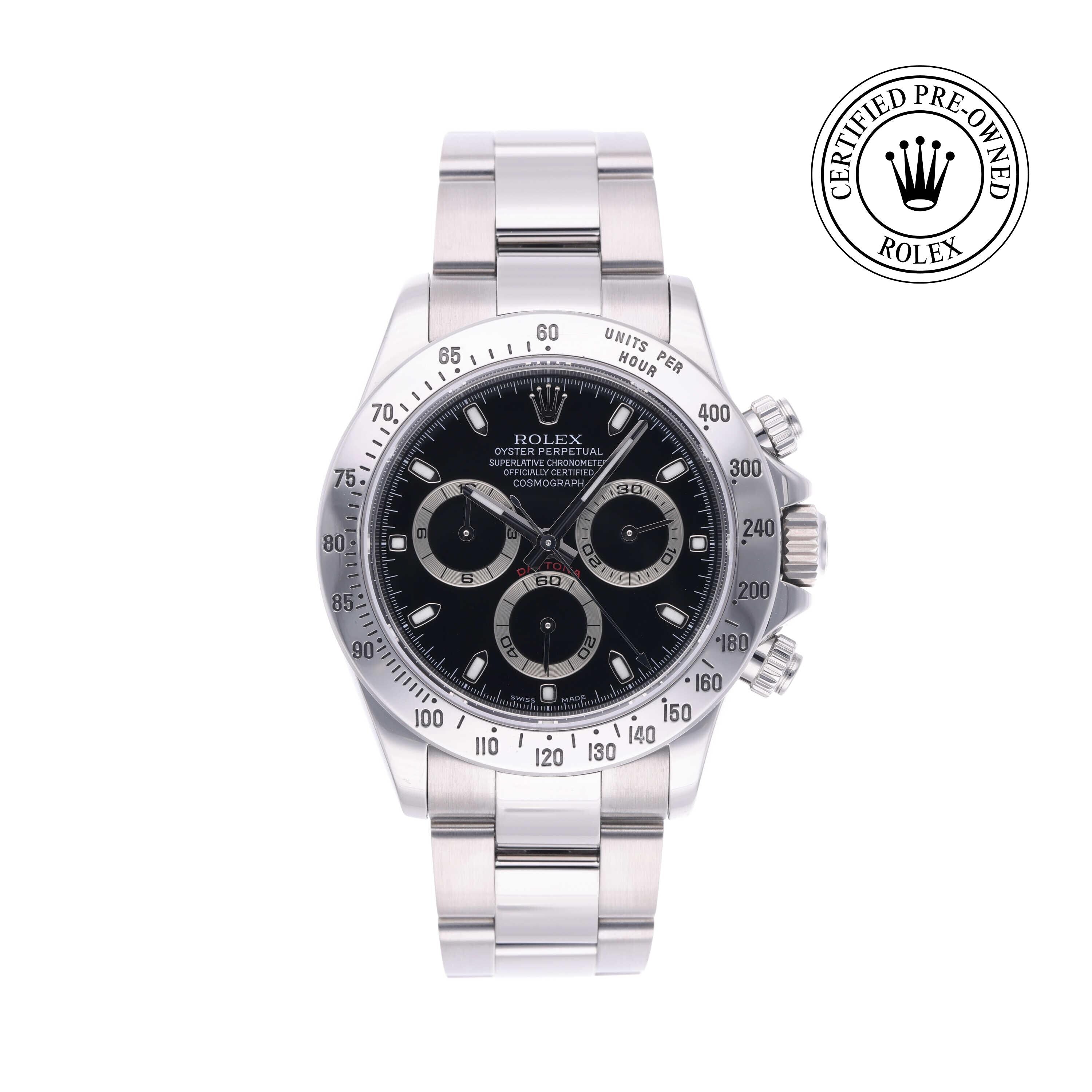 Rolex CPO Daytona M116520 front on white background