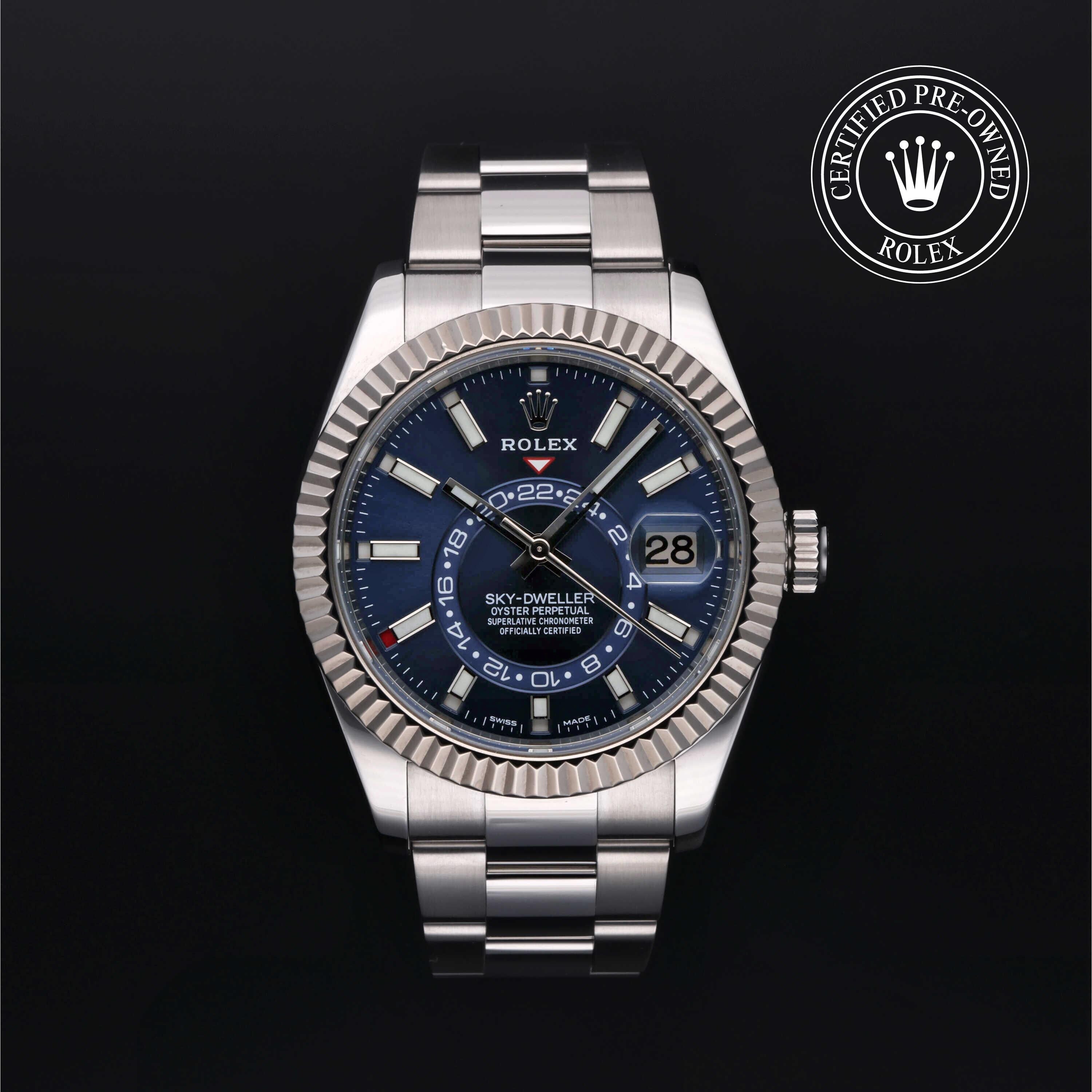 Rolex Certified Pre-owned Sky-Dweller M326934-0003 front on black background