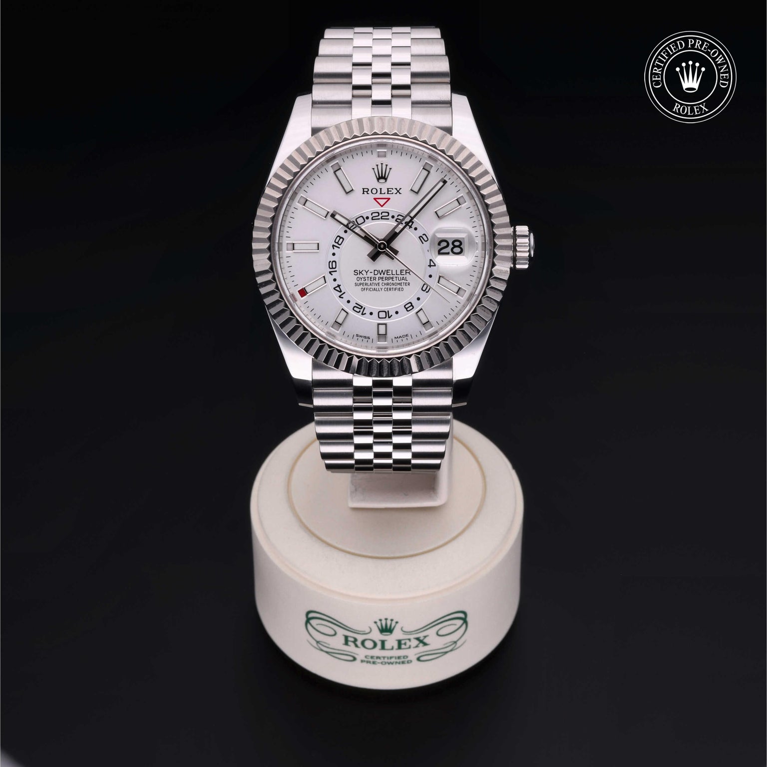 Rolex CPO Sky-Dweller M326934 front on white background