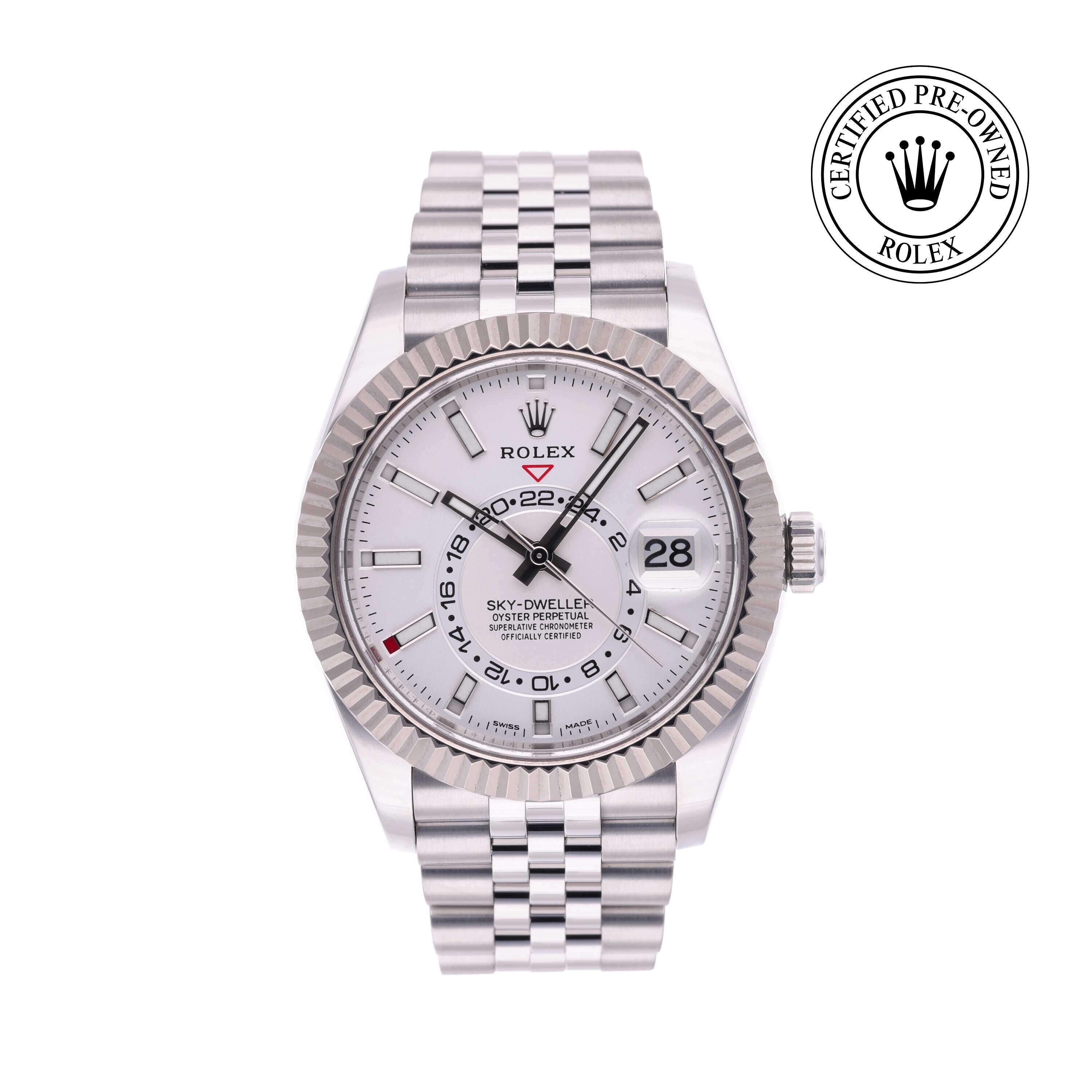 Rolex CPO Sky-Dweller M326934 front on white background