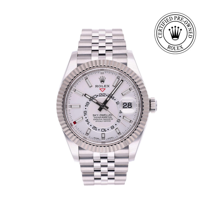 Rolex CPO Sky-Dweller M326934 front on white background