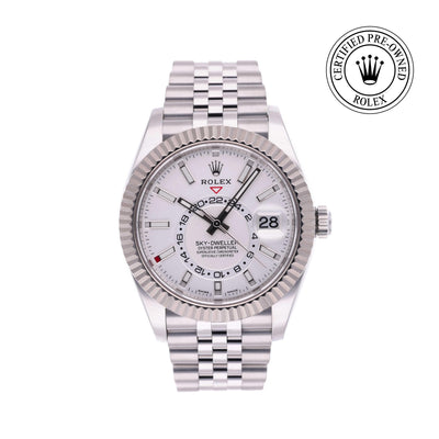 Rolex CPO Sky-Dweller M326934 front on white background