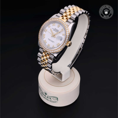 Rolex Certified Pre-owned Datejust M126283RBR-0015 front on black background