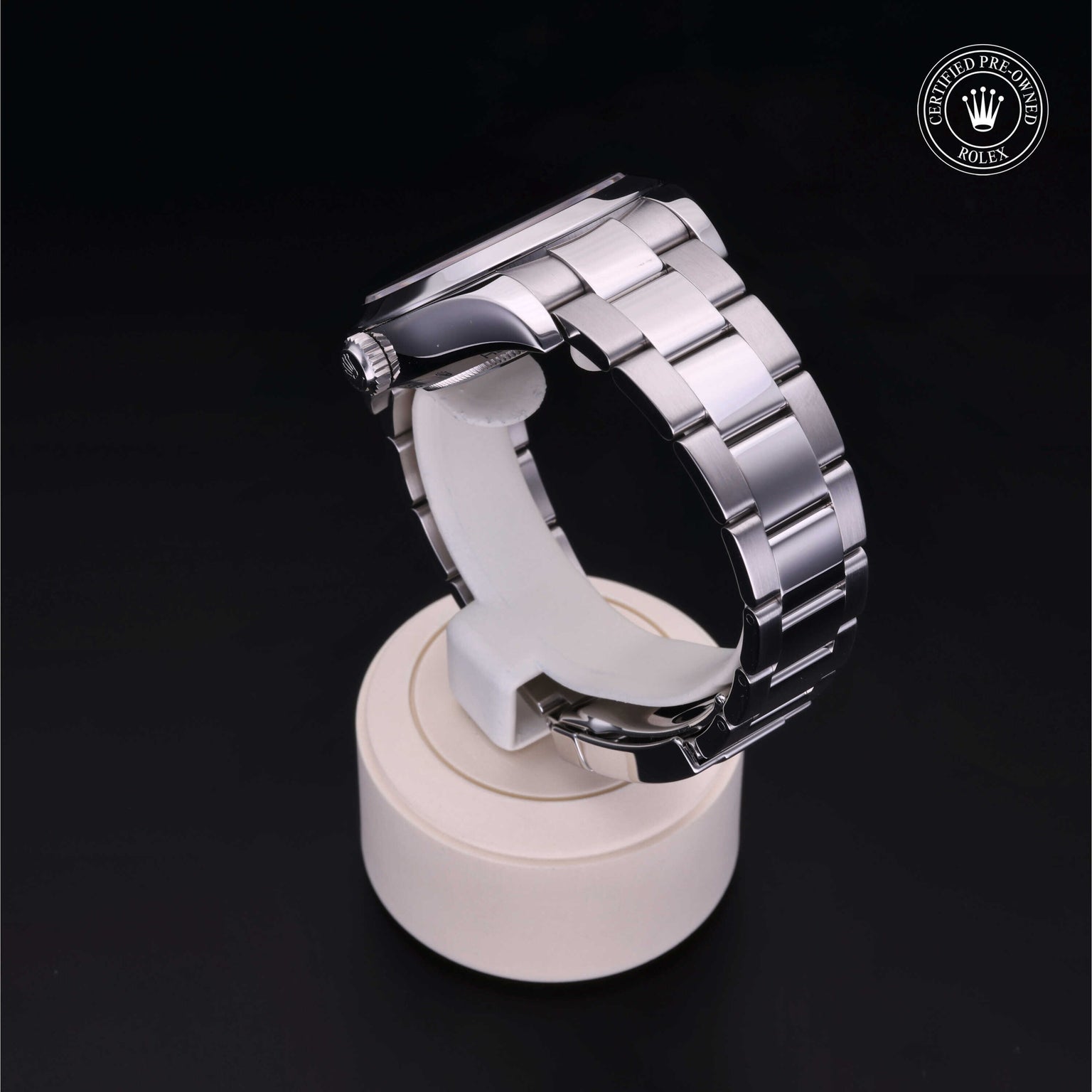 Rolex Certified Pre-owned Milgauss M116400-0002 front on black background