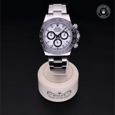 Rolex Certified Pre-owned Daytona M116500LN-0001 front on black background
