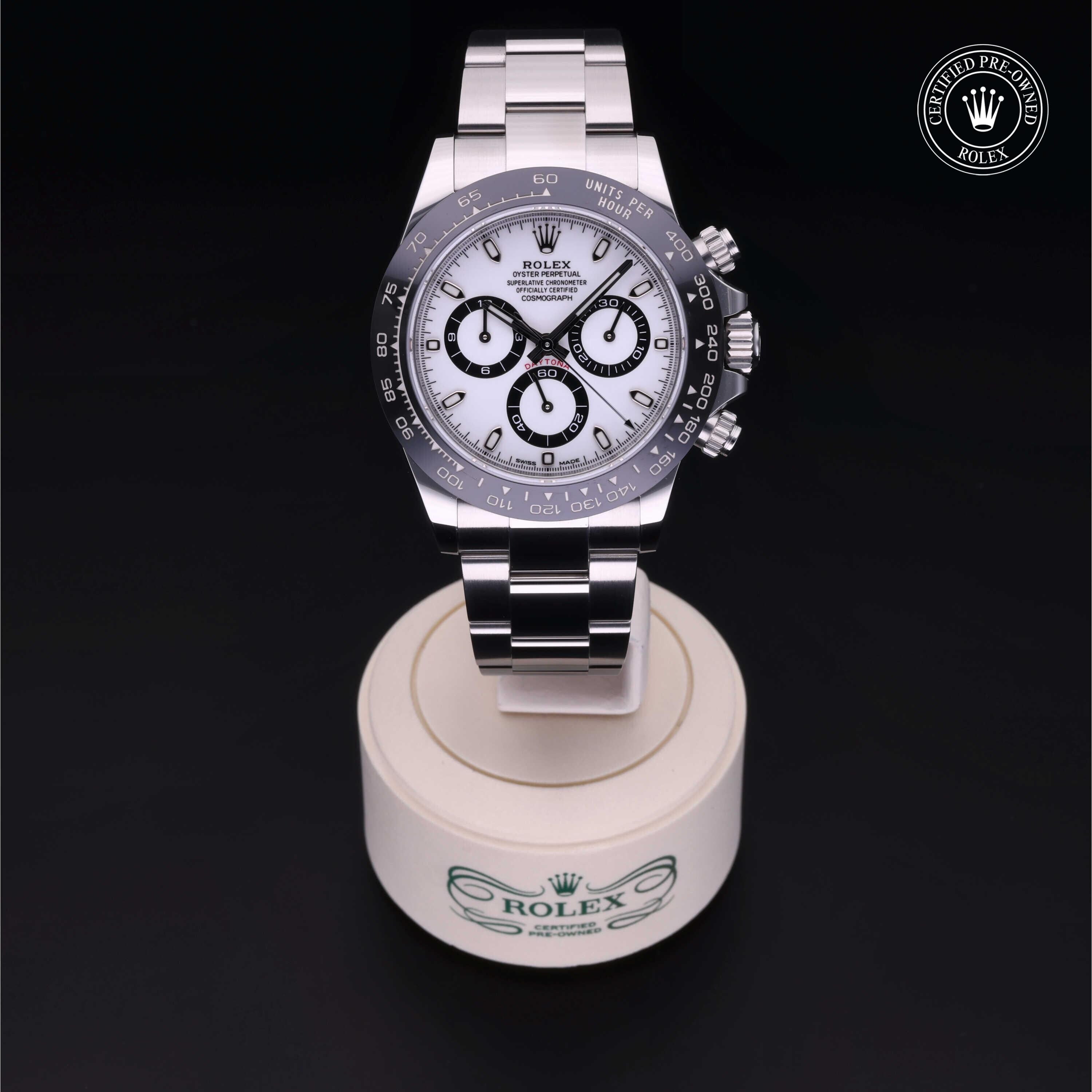 Rolex Certified Pre-owned Daytona M116500LN-0001 front on black background