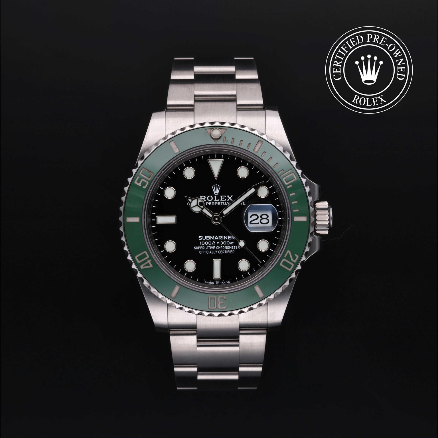 Rolex CPO Submariner M126610LV front on white background