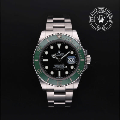 Rolex CPO Submariner M126610LV front on white background
