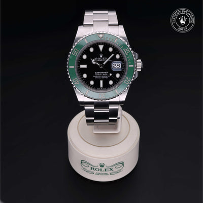 Rolex CPO Submariner M126610LV front on white background