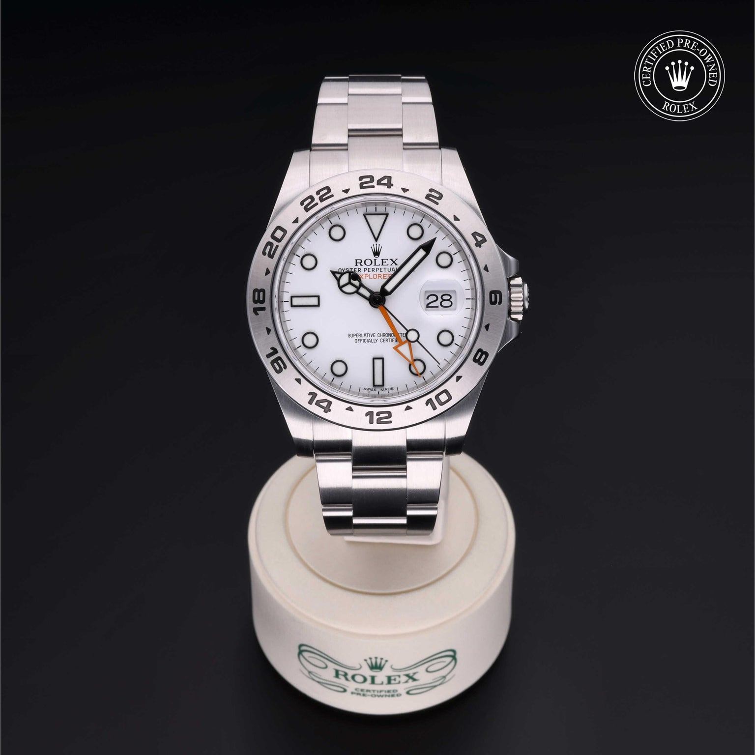 Rolex CPO Explorer M216570 front on white background