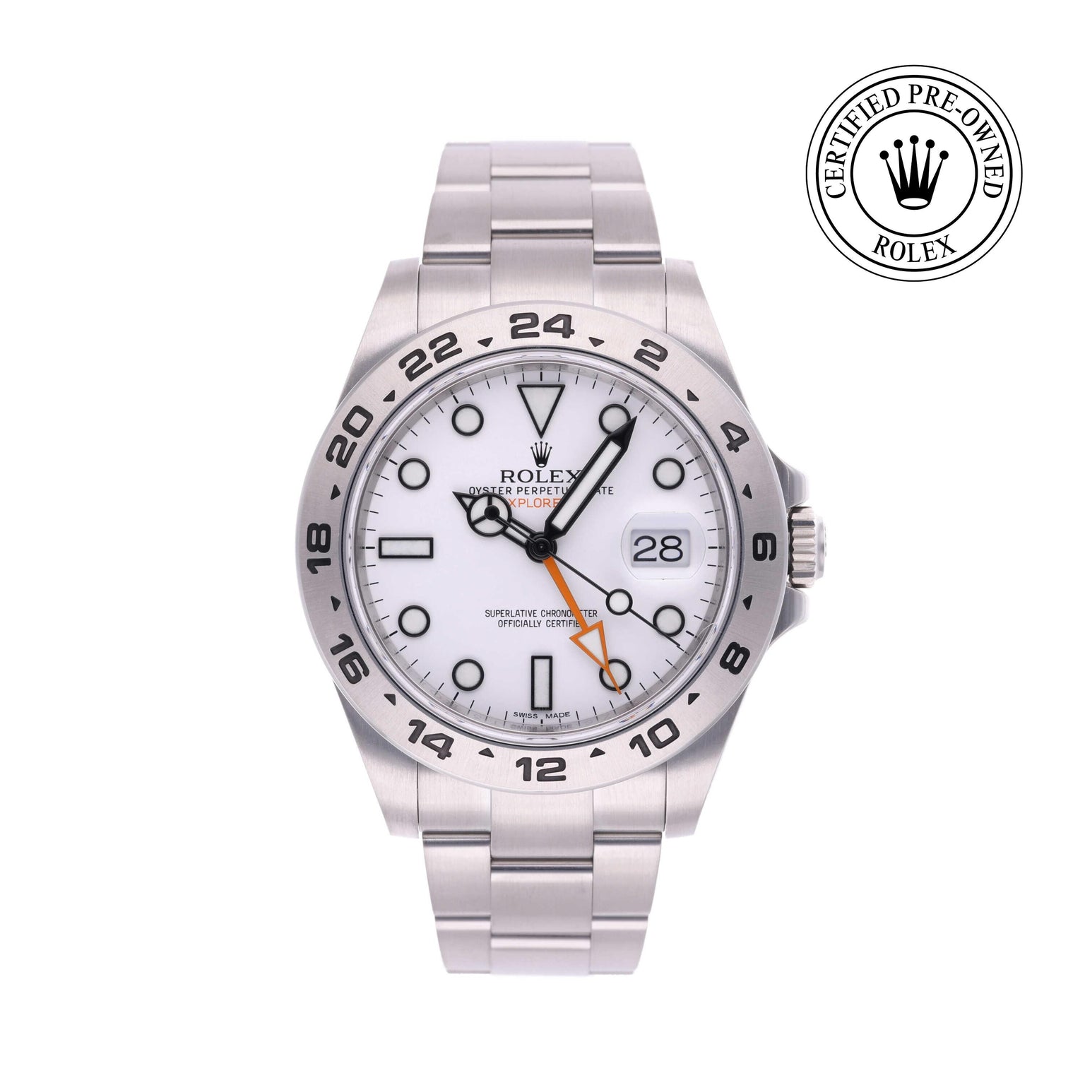 Rolex CPO Explorer M216570 front on white background