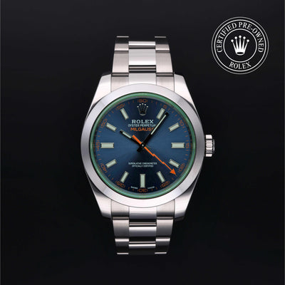 Rolex CPO Milgauss M116400GV front on white background