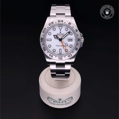 Rolex Certified Pre-owned Explorer M226570-0001 front on black background