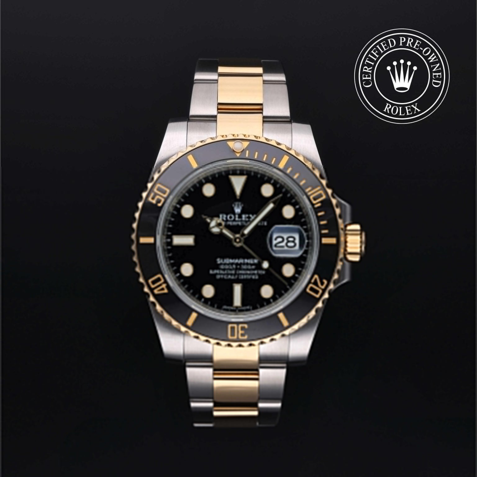 Rolex CPO Submariner M116613LN front on white background