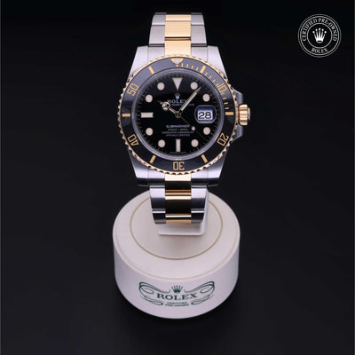 Rolex CPO Submariner M116613LN front on white background