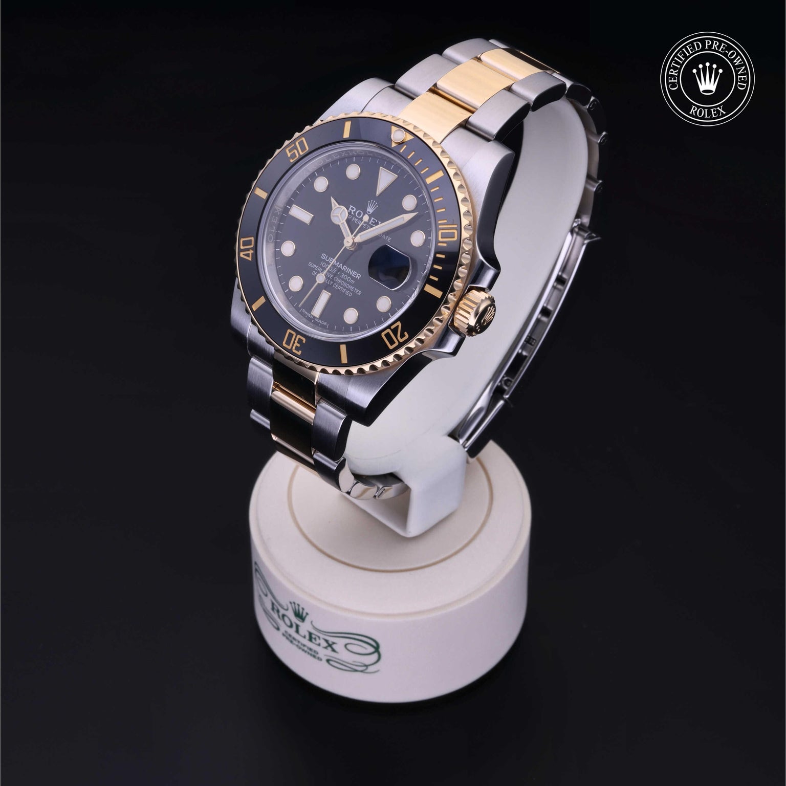 Rolex CPO Submariner M116613LN front on white background