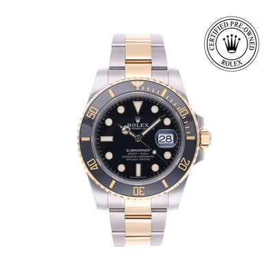 Rolex CPO Submariner M116613LN front on white background