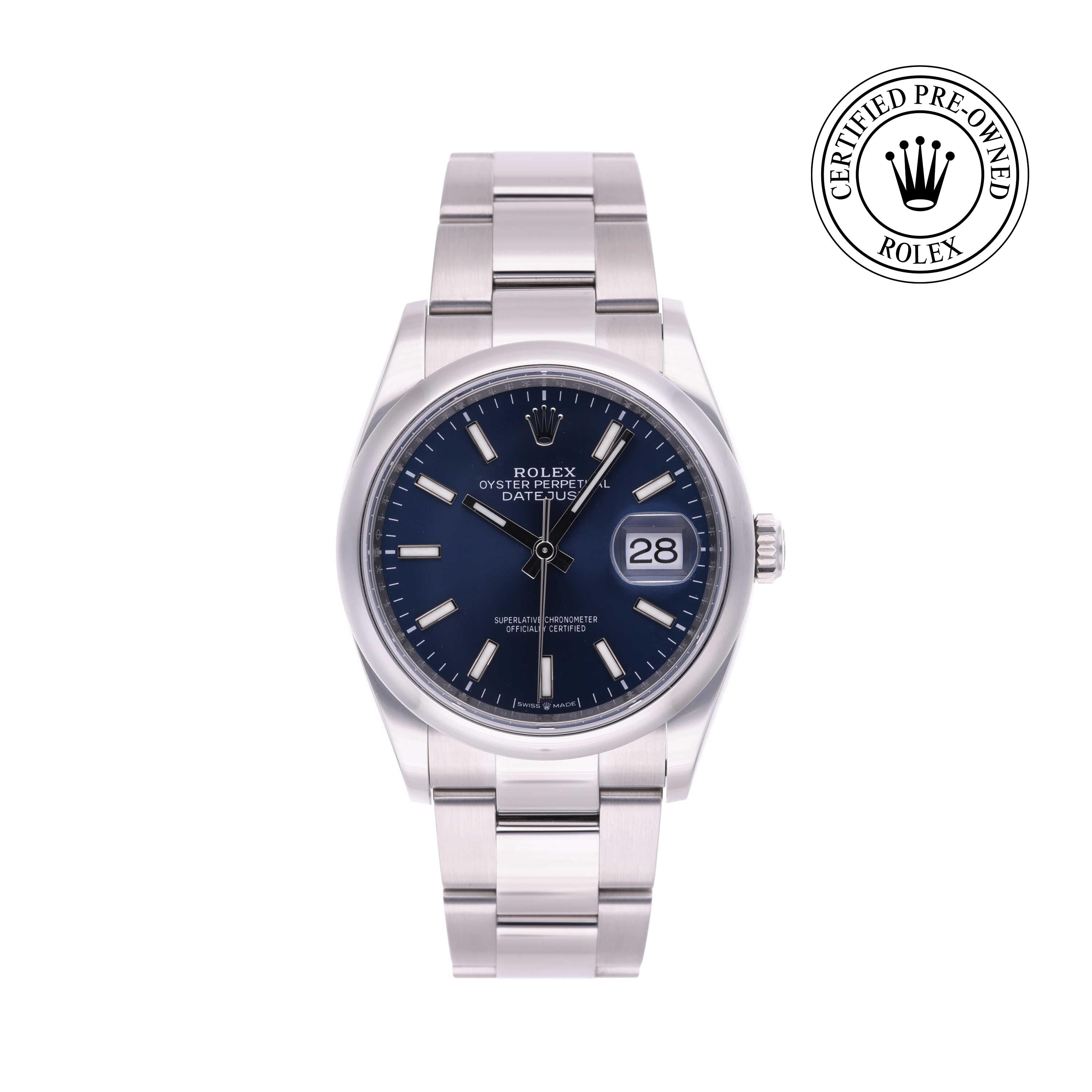 Rolex Certified Pre-owned Datejust M126200-0006 front on white background