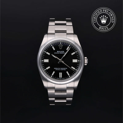 Rolex CPO Oyster Perpetual M126000 front on white background