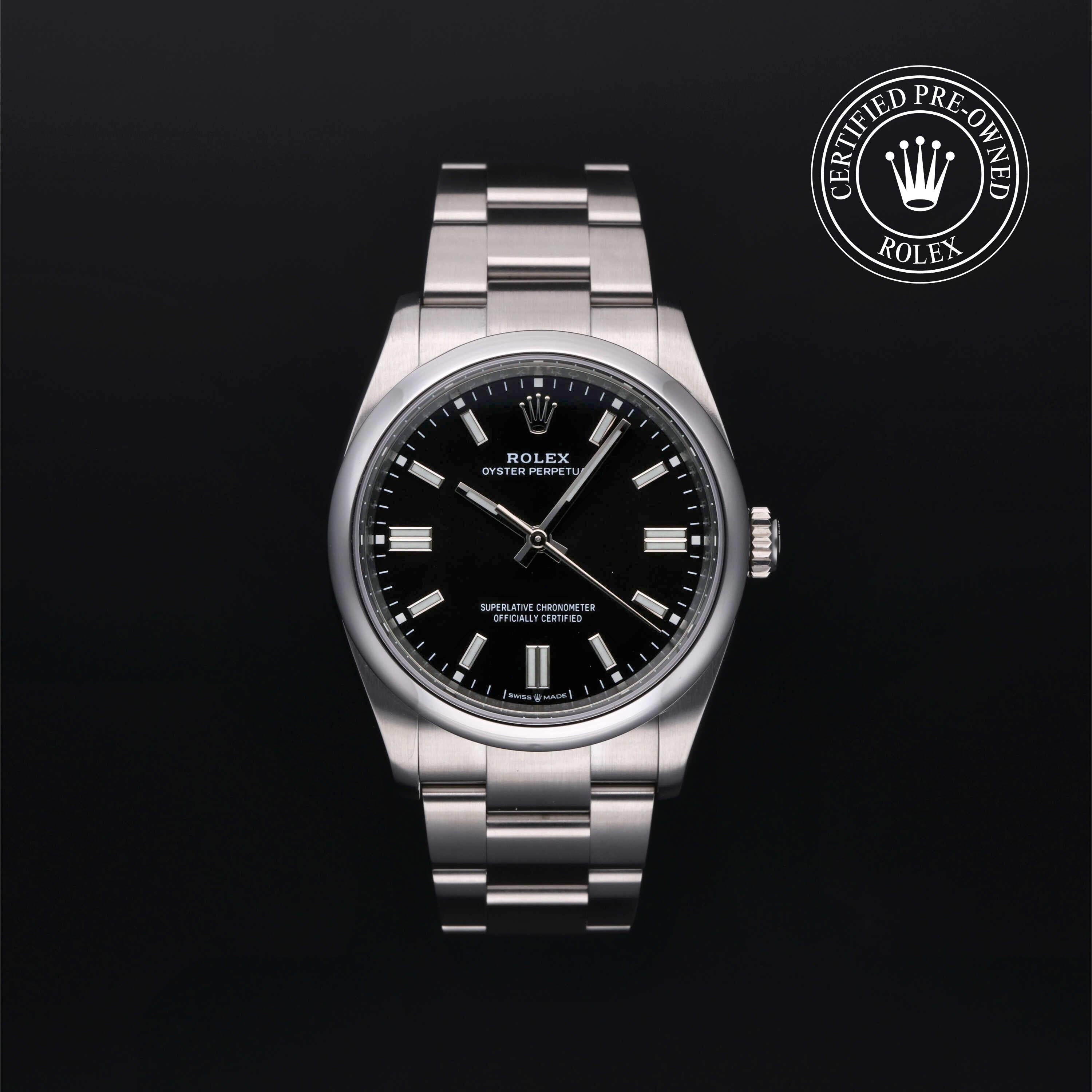 Rolex CPO Oyster Perpetual M126000 front on white background