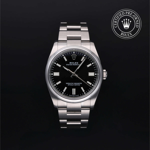 Rolex CPO Oyster Perpetual M126000 front on white background