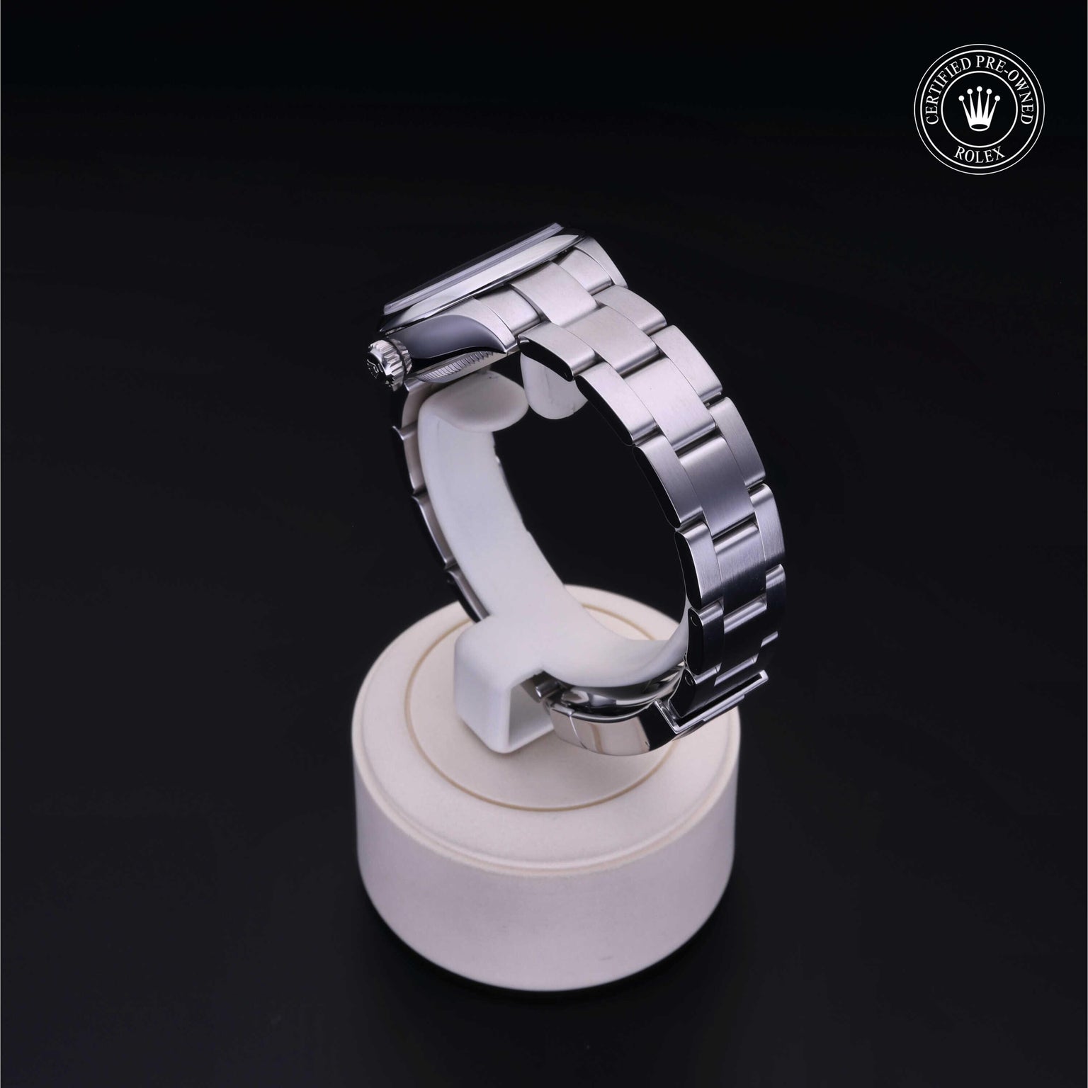 Rolex Certified Pre-owned Oyster Perpetual M276200-0003 front on black background
