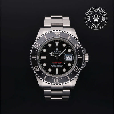 Rolex Certified Pre-owned Sea-Dweller M126600-0001 front on black background
