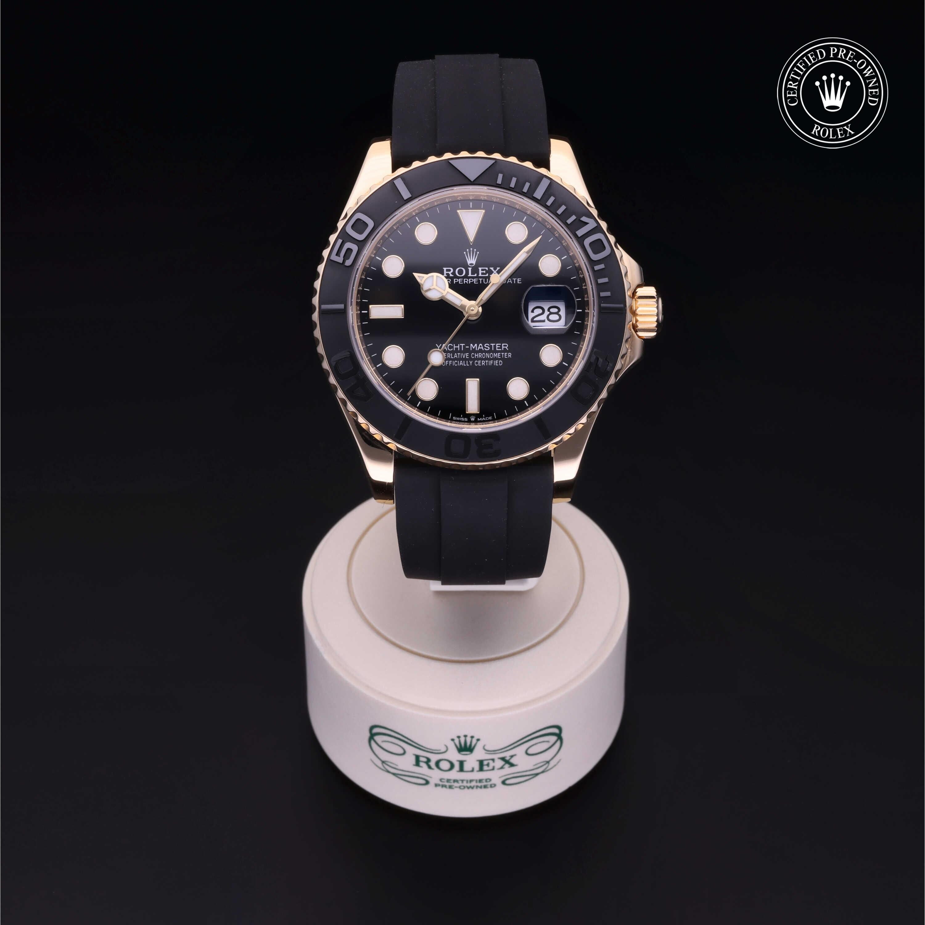 Rolex Certified Pre-owned Yacht-Master M226658-0001 front on black background