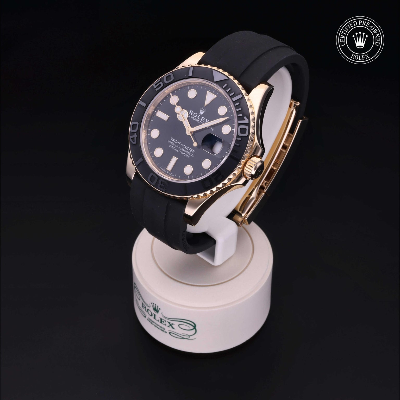 Rolex Certified Pre-owned Yacht-Master M226658-0001 front on black background