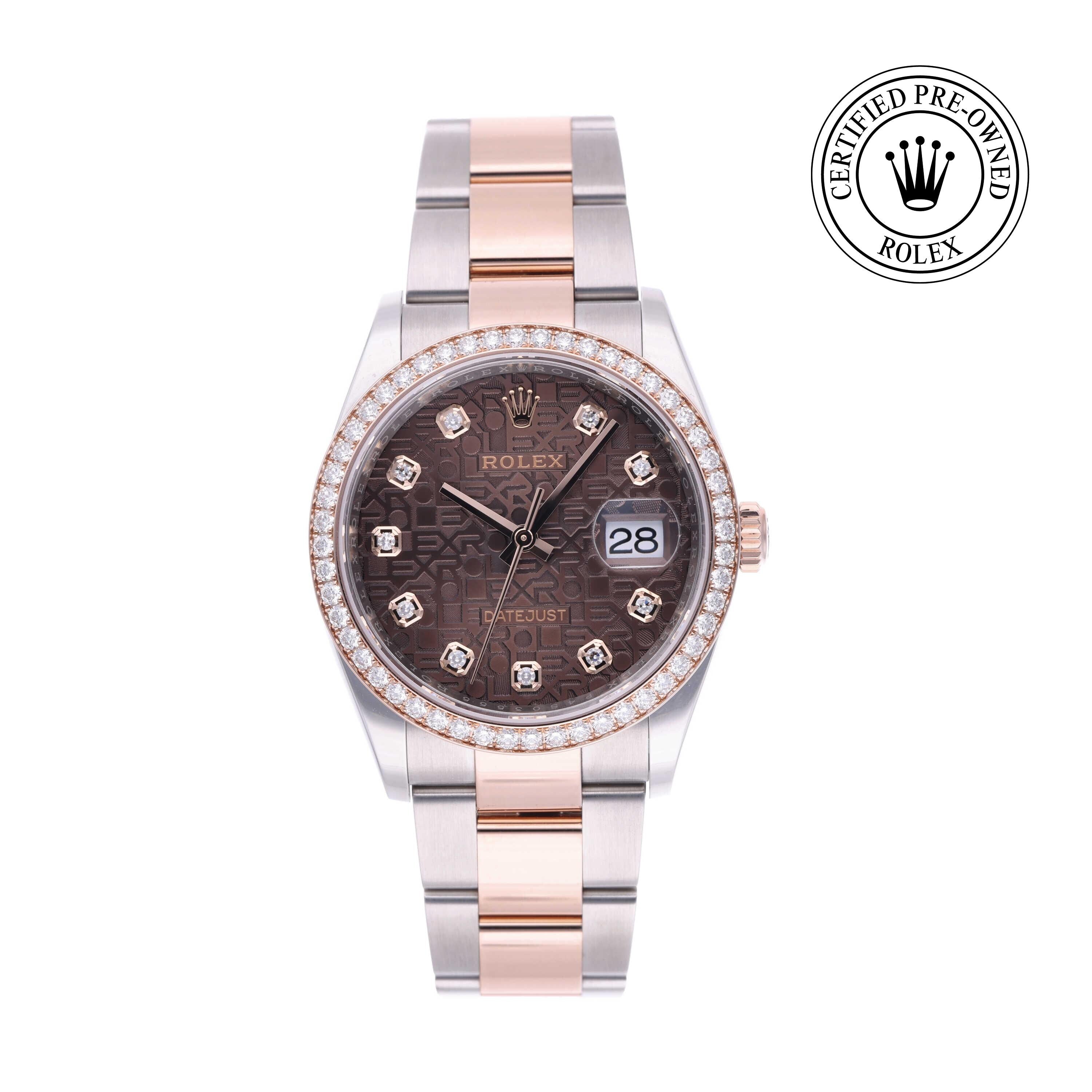 Rolex CPO Datejust M126281RBR front on white background
