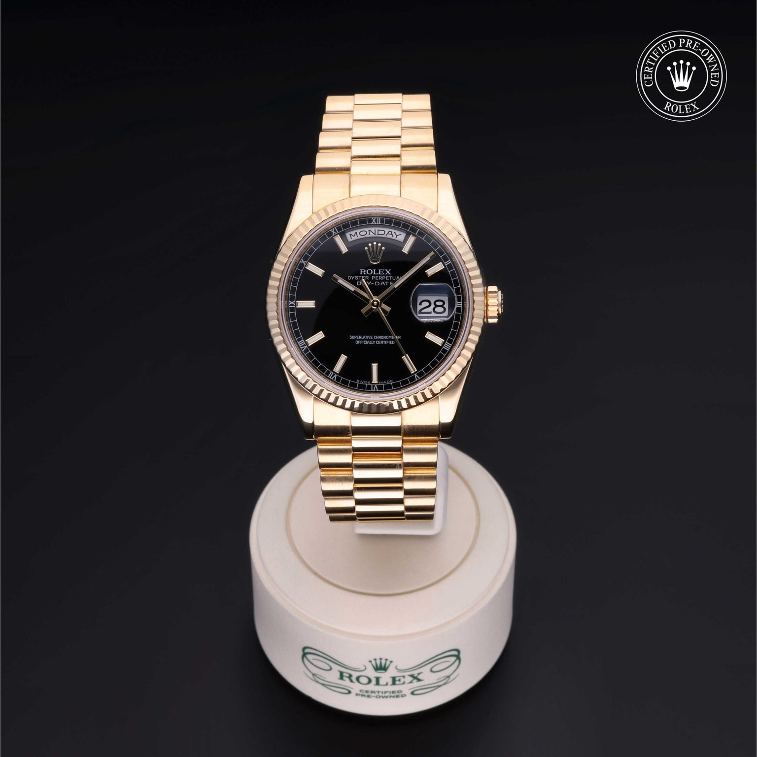 Rolex CPO Day-date M118238 front on white background