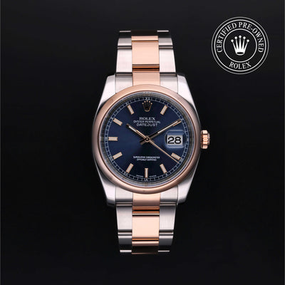 Rolex Certified Pre-owned Datejust M116201-0089 front on black background