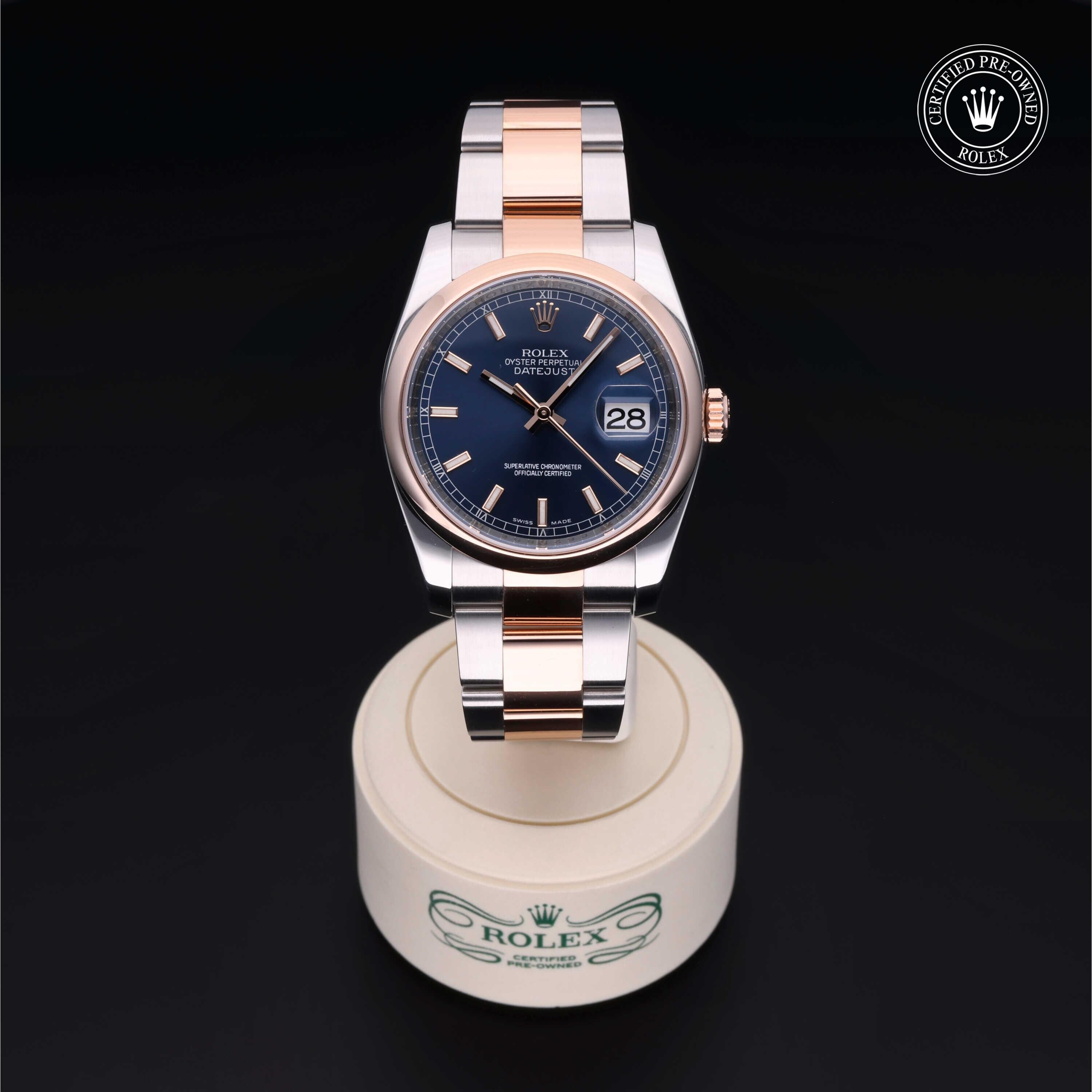 Rolex Certified Pre-owned Datejust M116201-0089 front on black background
