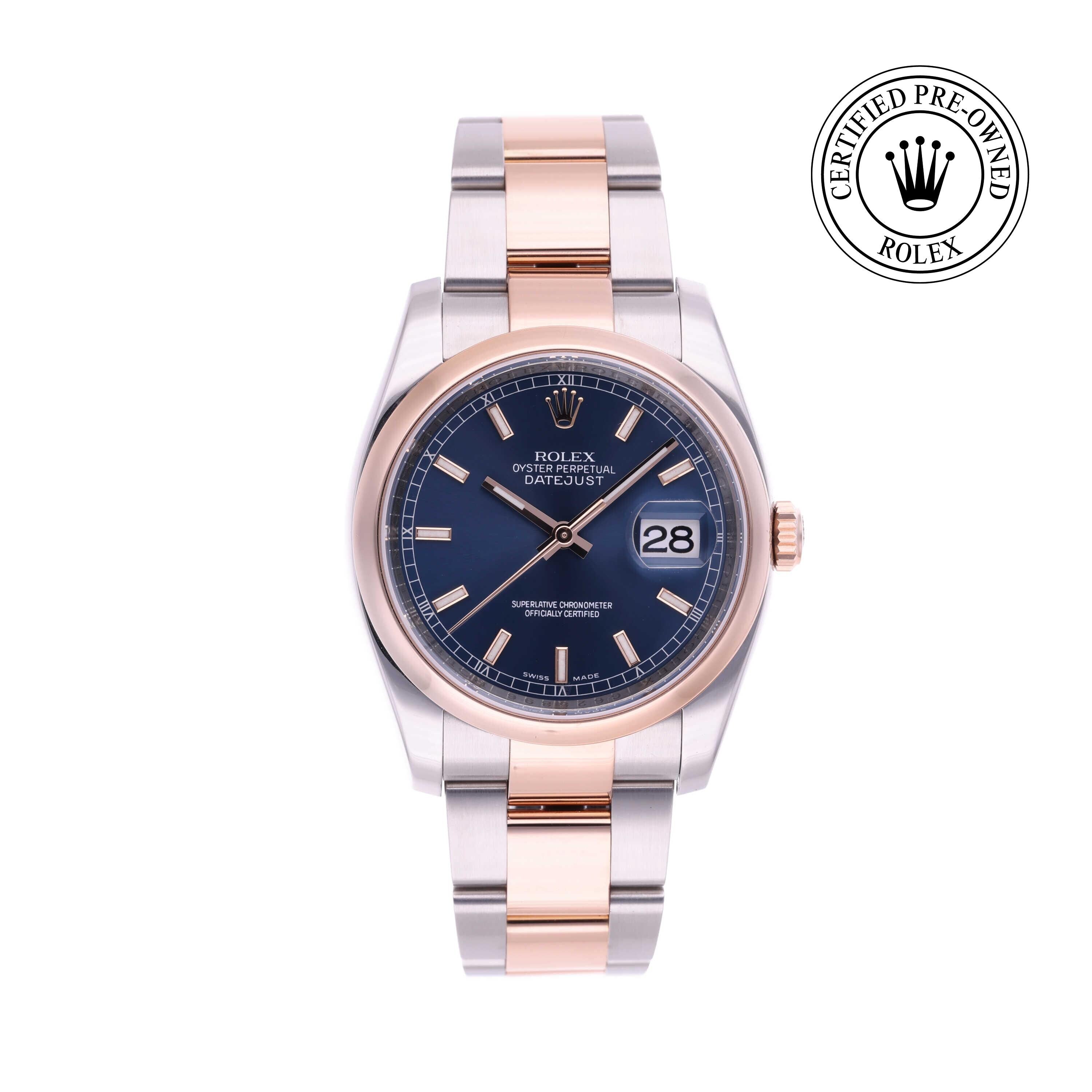 Rolex Certified Pre-owned Datejust M116201-0089 front on white background