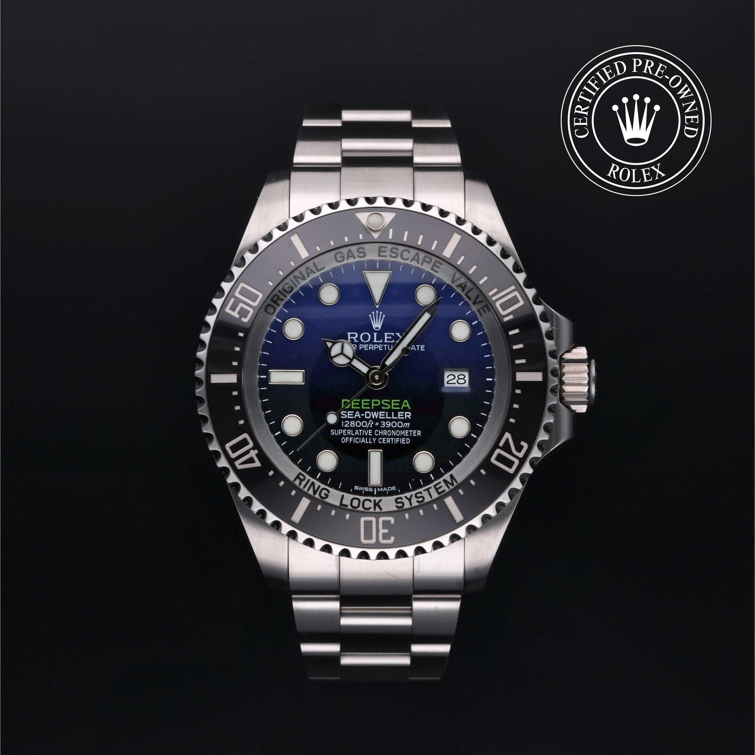 Rolex Certified Pre-owned Sea-Dweller M116660-0003 front on black background