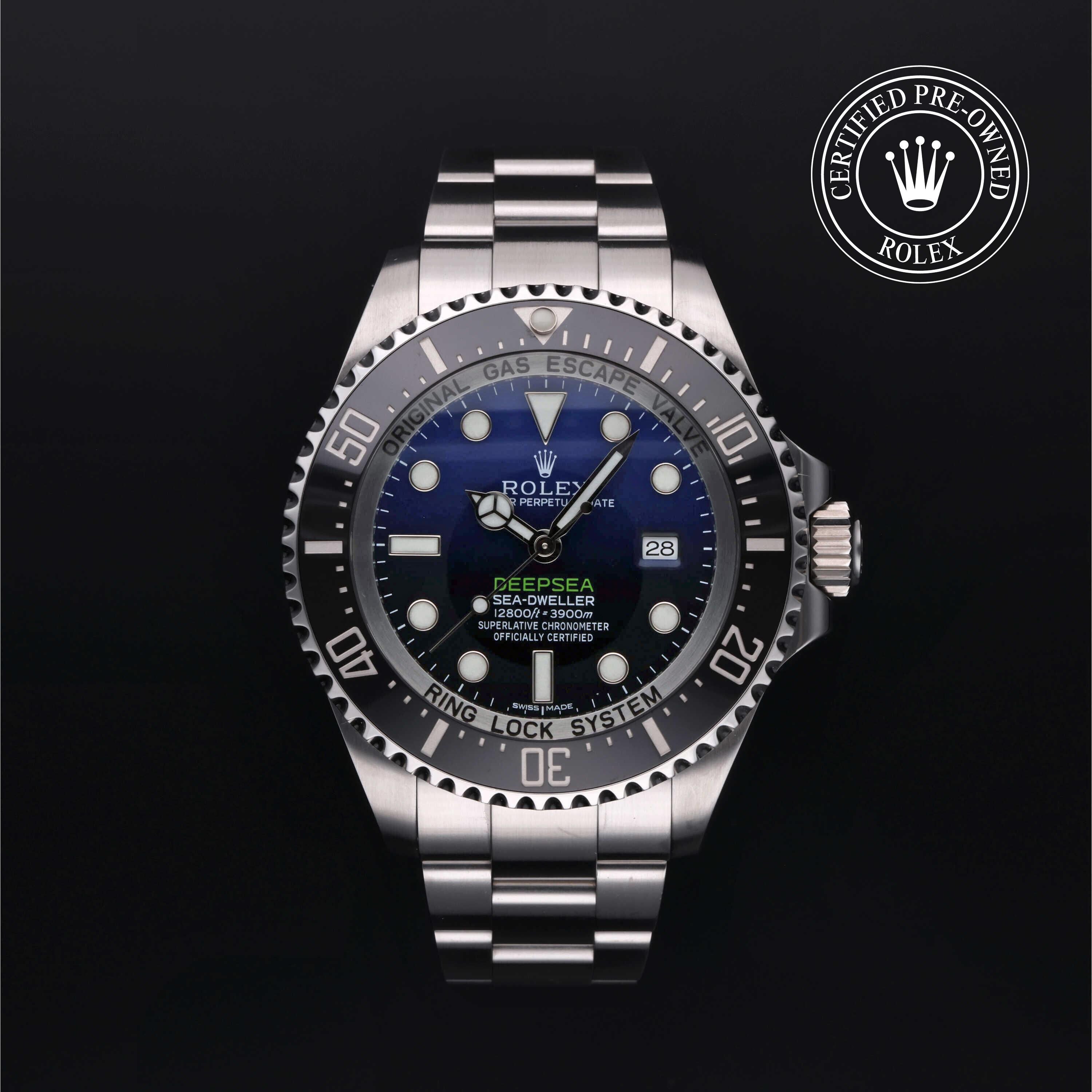 Rolex Certified Pre-owned Sea-Dweller M116660-0003 front on black background