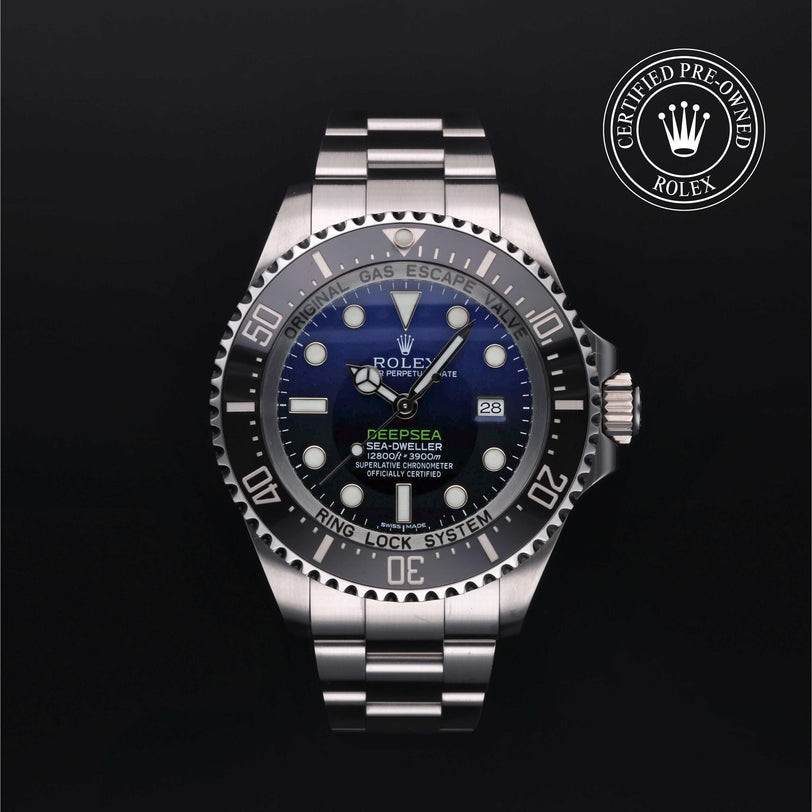 Rolex Certified Pre-owned Sea-Dweller M116660-0003 front on black background