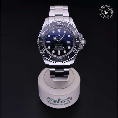 Rolex Certified Pre-owned Sea-Dweller M116660-0003 front on black background
